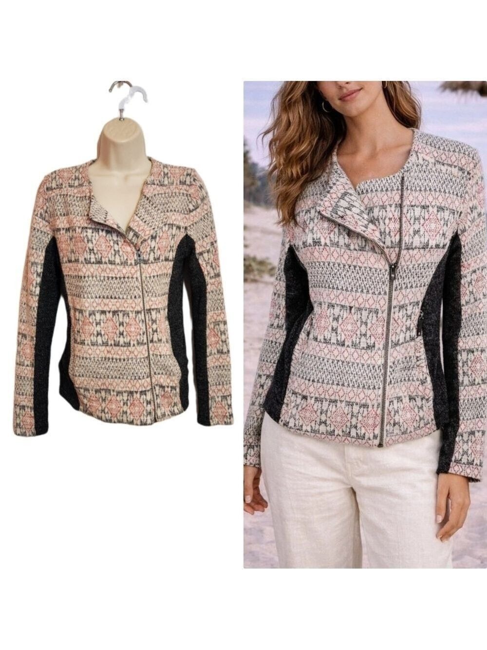 Lucky Brand Tribal Knit Sweater Jacket Small
